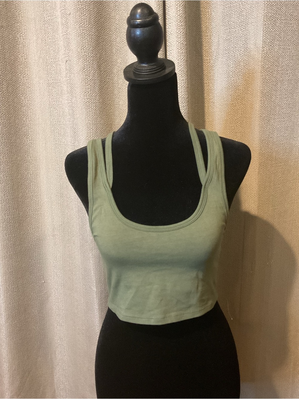 NWOT American Eagle Olive Green Double-Strap Crop Tank S